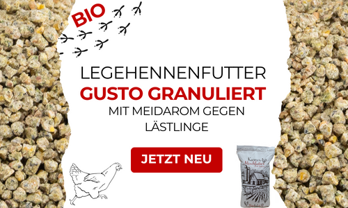 Jetzt Neu: Karner Bio Legehennenfutter "Gusto" in granulierter Form gegen Lästlinge - 
